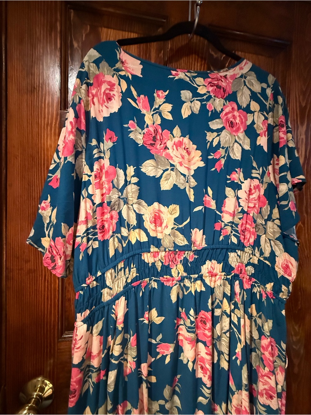 torrid Teal Floral Maxi Dress with Pink Roses - Picture 2 of 7